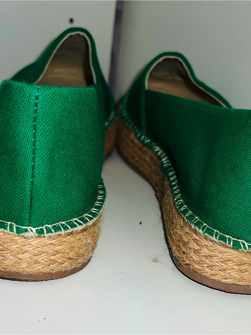 ANDREA Emerald Green Canvas Espadrille Platform Slip-Ons
